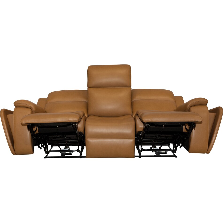 zadie camel power leather reclining sofa   