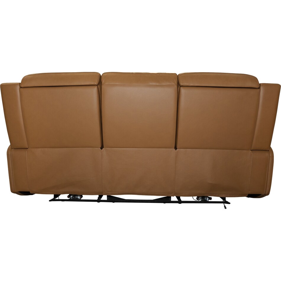 zadie camel power leather reclining sofa   