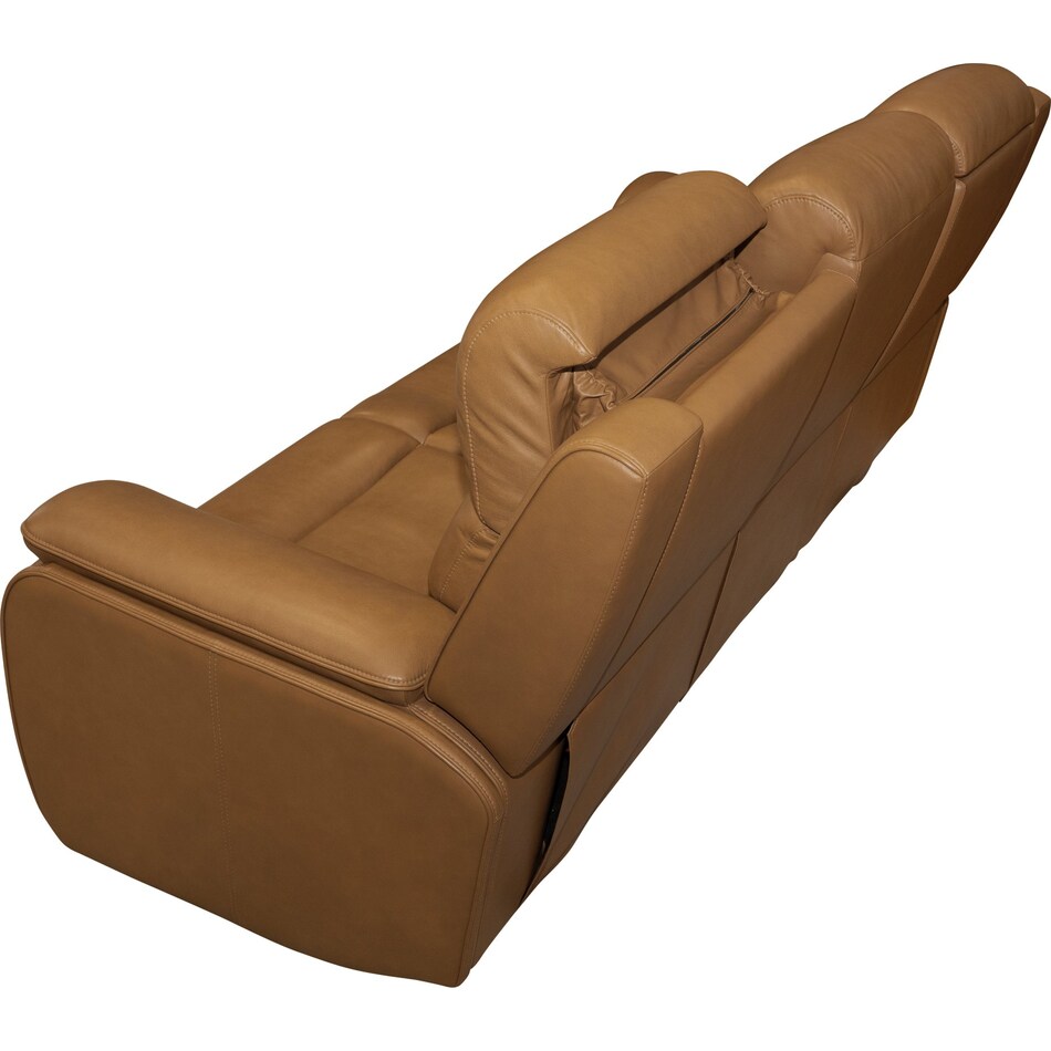 zadie camel power leather reclining sofa   