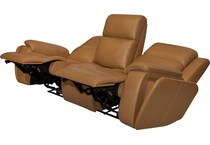 zadie camel power leather reclining sofa   