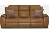 zadie camel power leather reclining sofa   