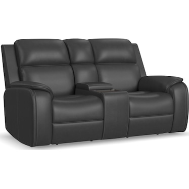 ZADIE LEATHER P5 RECLINING CONSOLE LOVESEAT WITH HEAT AND MASSAGE BY FLEXSTEEL