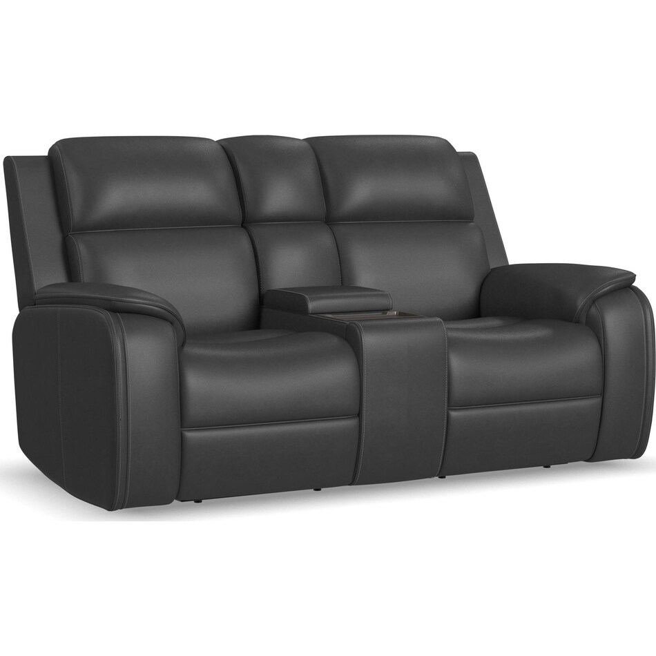 zadie charcoal power leather reclining console loveseat   