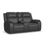 zadie charcoal power leather reclining console loveseat   