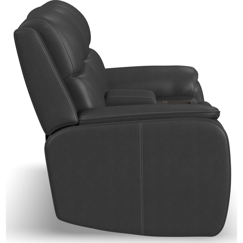 zadie charcoal power leather reclining console loveseat   
