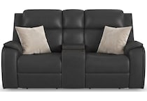 zadie charcoal power leather reclining console loveseat   