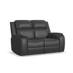 zadie charcoal power leather reclining loveseat   