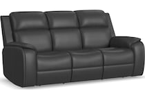 zadie charcoal power leather reclining sofa   