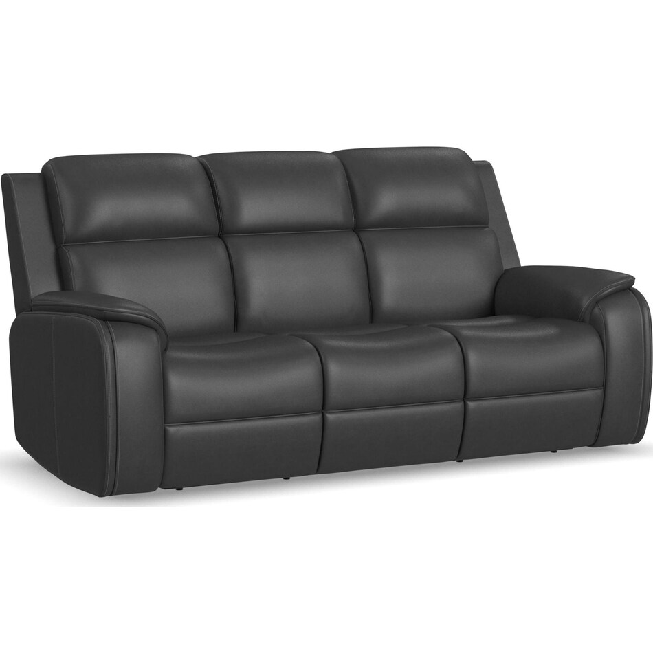 zadie charcoal power leather reclining sofa   