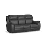 zadie charcoal power leather reclining sofa   