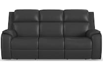 zadie charcoal power leather reclining sofa   