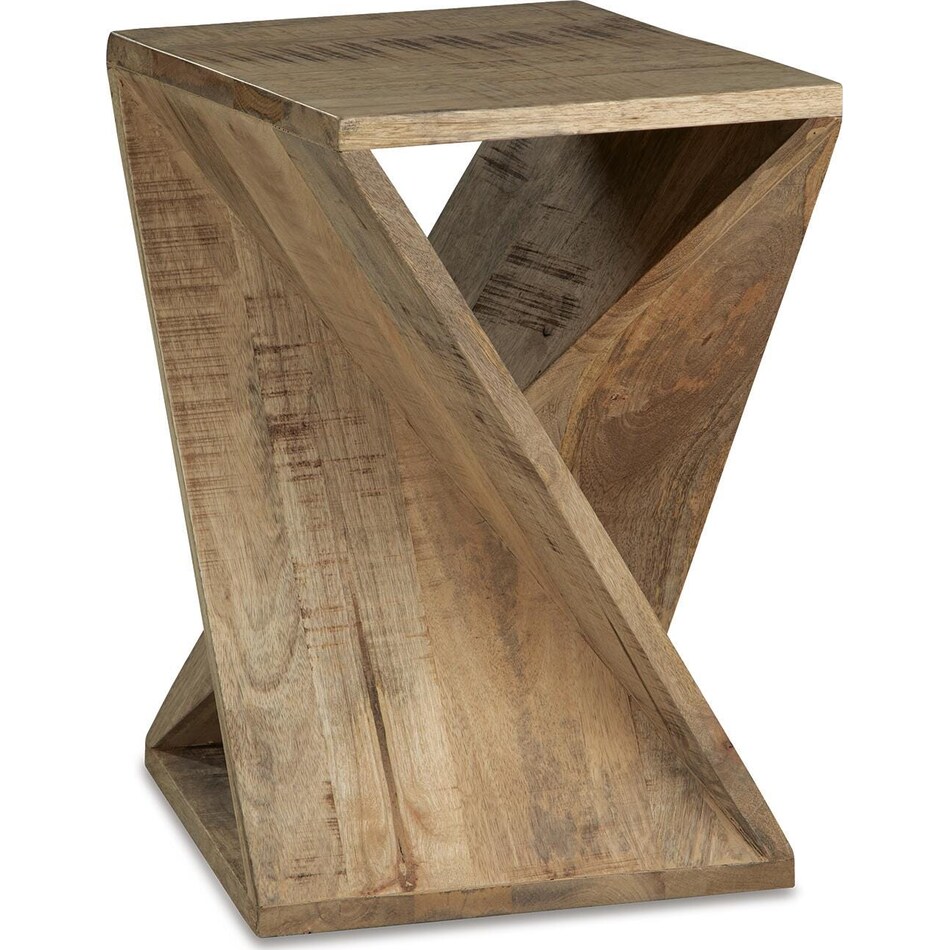 zalemont distressed brown accent table   